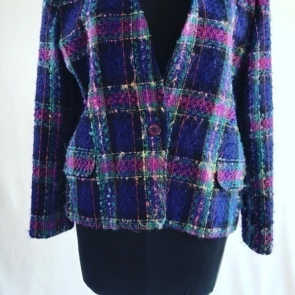 Vintage Jewel Tone Boucle Tweed Wool Blazer